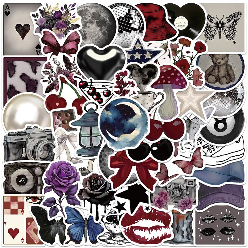 50 Cross-Border Dark Girl Style Stickers Suitcase Guitar Skateboard Mobile Phone DIY Waterproof Stickers