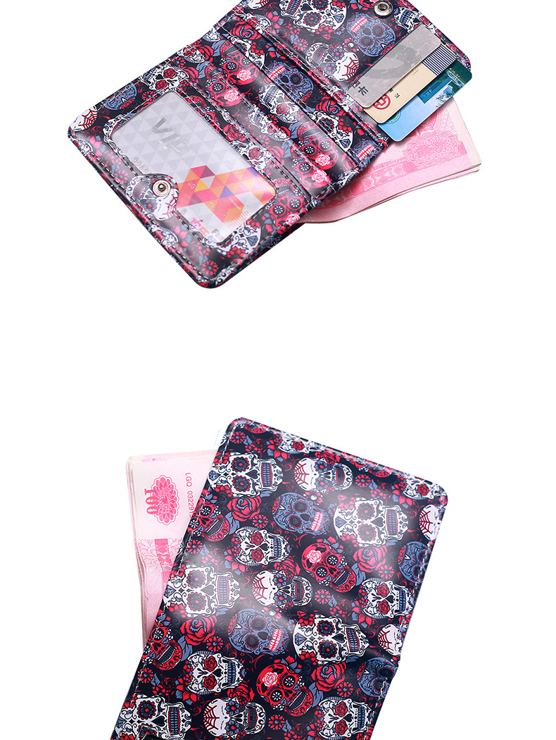 37g Weight Nylon Lining Material Open Closure Type Small Wallets Bags Type 1 Piece Quantity Holiday, Party Occasion PVC Material Halloween Festival Skull Pattern All Seasons Season Unisex Gender Printing Design Retro, Cool Style Style Square Shape Unisex Skull PVC Open Small Wallets 6