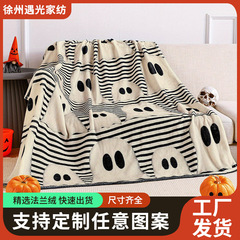 現物ハロウィーンフランネル毛布プリントカボチャ毛布エアコン毛布ソファー毛布家庭用ins風毛布