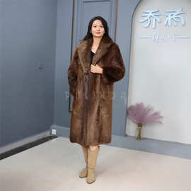 海狸大衣秋冬季新款加厚长款皮草休闲外套女款高档外套