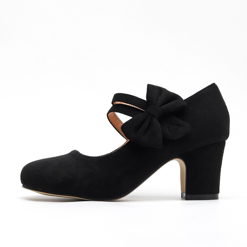 Ebay Cross-Border Specializes in Foreign Trade Large Size Shoes, Classic Round-Toe High Heels, Autumn and Winter Casual Fashion Butterfly Flower High Heels