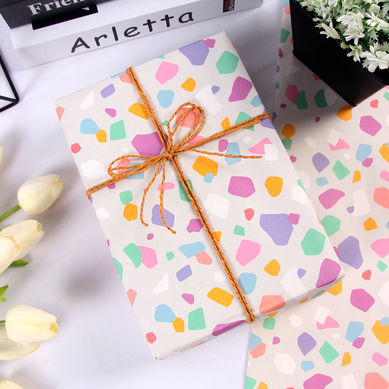 Amazon New Love Heart Rainbow Small Pebble Packaging Paper Valentine's Day Gift Wrapping Paper Book Cover Paper Wholesale
