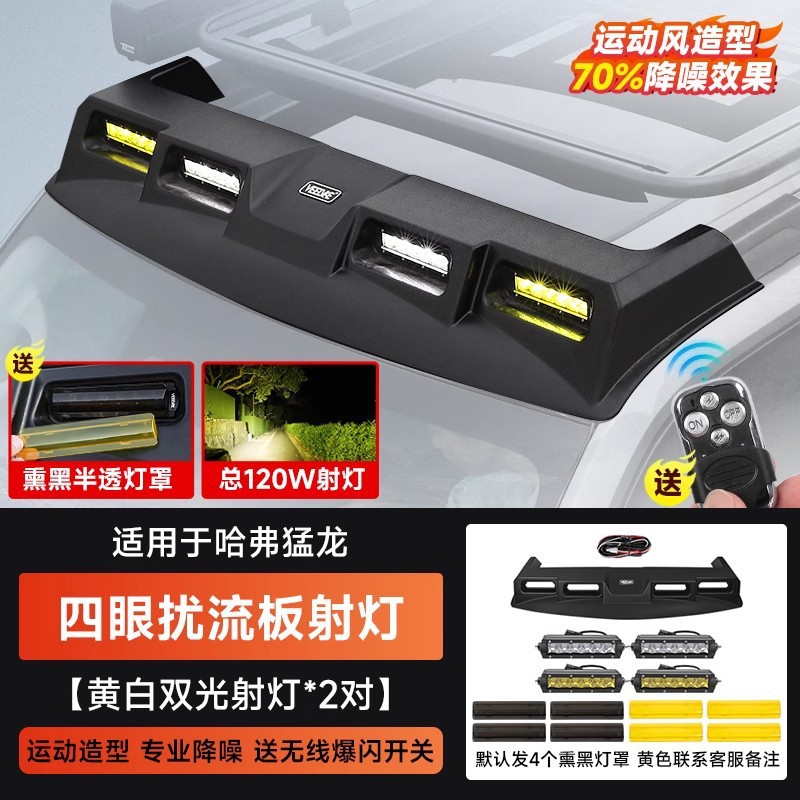 Awning Backpack, Haval Roof rack - haval-raptor-four-eye-spoiler-spotlight-yellowwhite-light