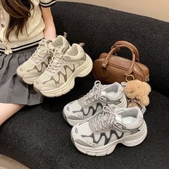 厚底老爹鞋女2025秋冬季新款网面透气女鞋休闲百搭跑步鞋运动鞋