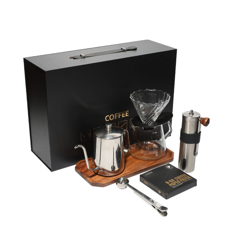 Fábrica en stock de mano set de café, mano set de café, taza de grasa de café, grasa de grano para compartir, set de aparatos de café