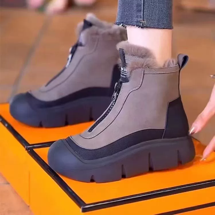 Платформенные зимние ботинки Martens, тёплая меховая подкладка, массивная подошва, 35–41