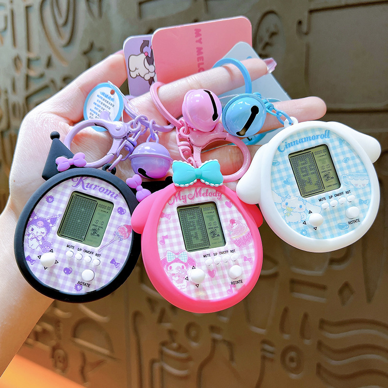 Genuine Sanrio star Tea Party keychain Tetris children's mini small game machine pendant 