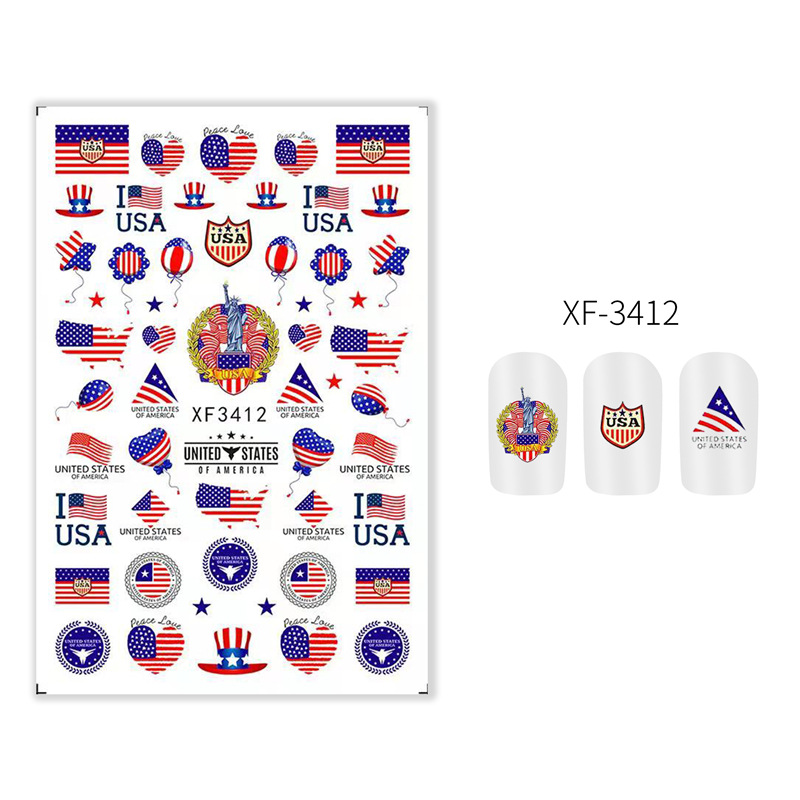 Nueva bandera transfronteriza de uñas pegatinas traje Día de la Independencia Americana Día Nacional bandera elemento de uñas pegatinas 8 piezas