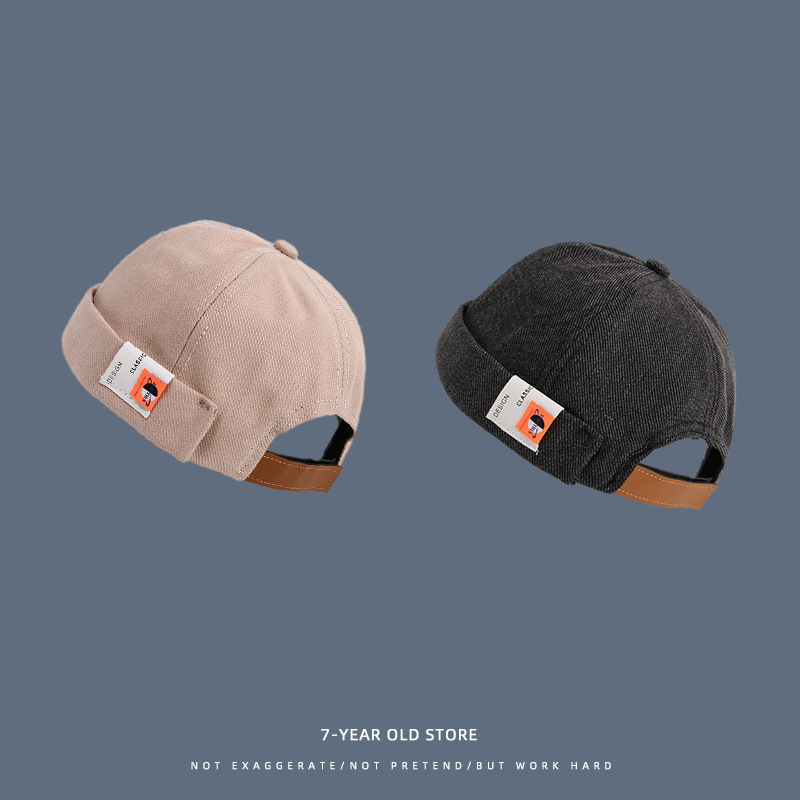 Sombrero de piel de melón sin aleros de hip-hop callejero japonés, estudiante, sombrero de propietario retro callejero, sombrero yuppie de moda coreana, hombre