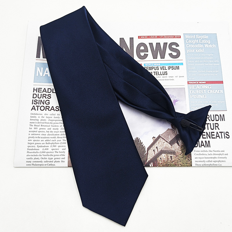 Botón negro de color sólido al contado del fabricante, sin nudos, traje formal transfronterizo europeo y americano, corbata de hombre, hebilla de avión