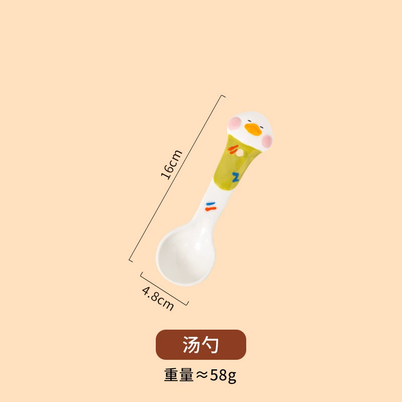 Cute ceramic tableware, spoon, cartoon creative set, high-quality style