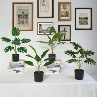仿真龟背竹植物高端单支塑胶假植物海芋7头大叶把束装饰旅人蕉