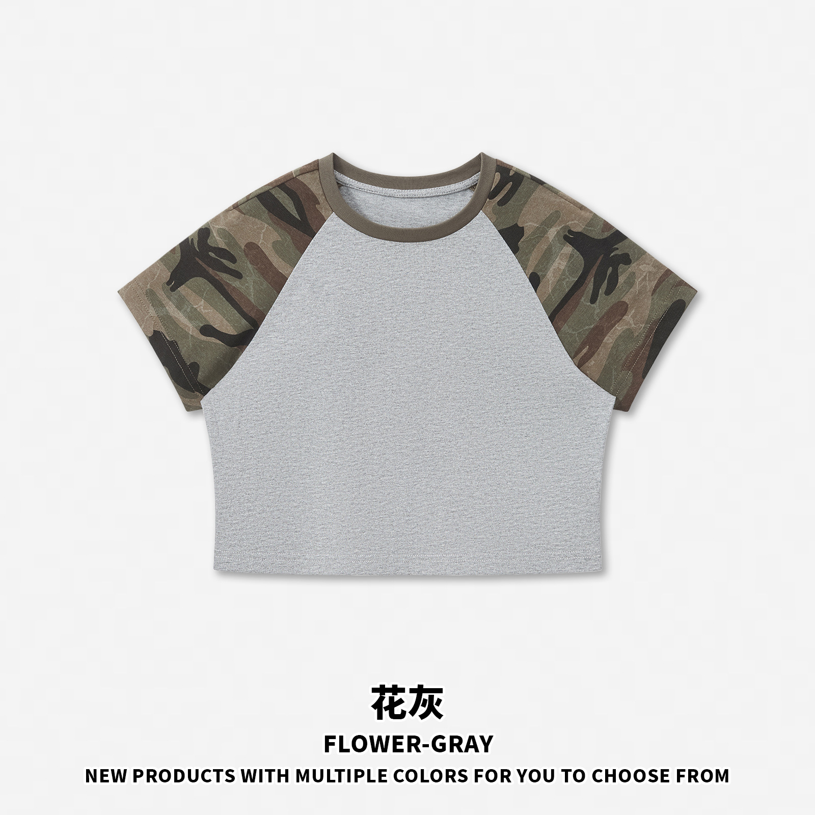 Ropa de mujeres RS| Cross-border American Street Girl Camuflaje de manga corta camiseta de manga corta para mujeres 210G delgada T corta