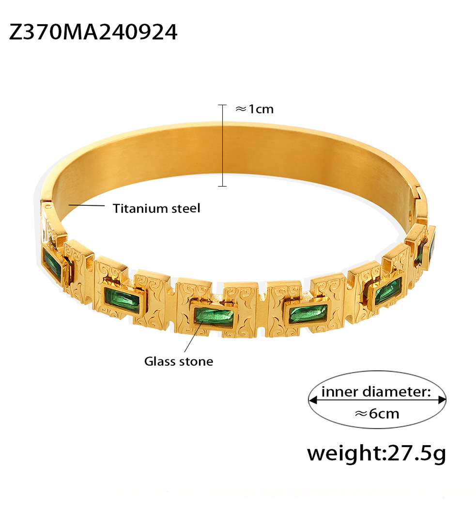 Smaragdgrünes Armband aus Titanstahl mit Retro-Charme, hochwertiger Optik, vielseitigem und einzigartigem Design, farbechtem Schmuck für Damen_voghion.com