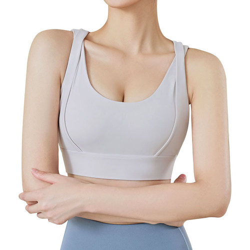 High-intensity sports bra with double shoulder straps, three-row buckles for fitness and running, removable breast pads to hold auxiliary breasts, yoga back