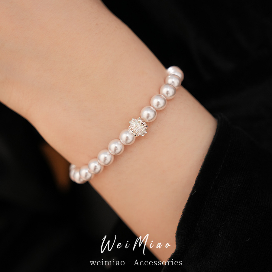 Elegante simple pulsera de perlas de piedra de silicio ligera pulsera de nicho de lujo alto temperamento al por mayor joyería de la mano