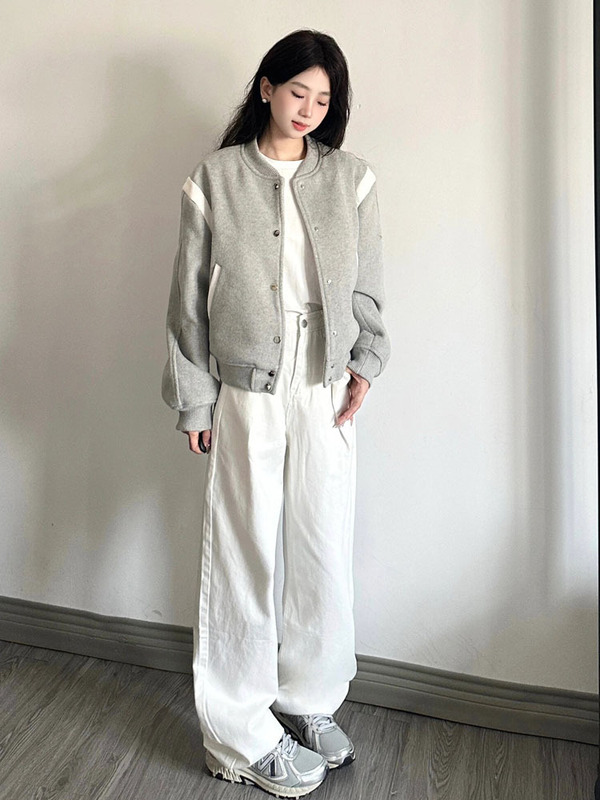 早初秋灰色复古风拼色短外套女棒球卫衣服春秋小个子高街夹克上衣|undefined