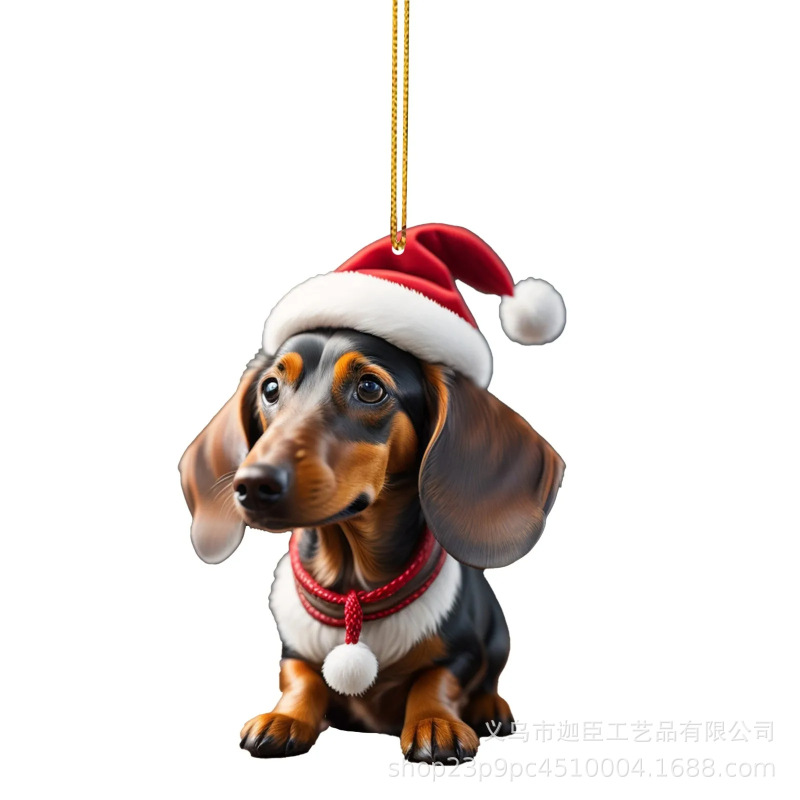 国境を越えた新製品クリスマス装飾品ソーセージ犬ストラップ平面クリスマスツリーストラップクリスマスツリーストラップ|undefined