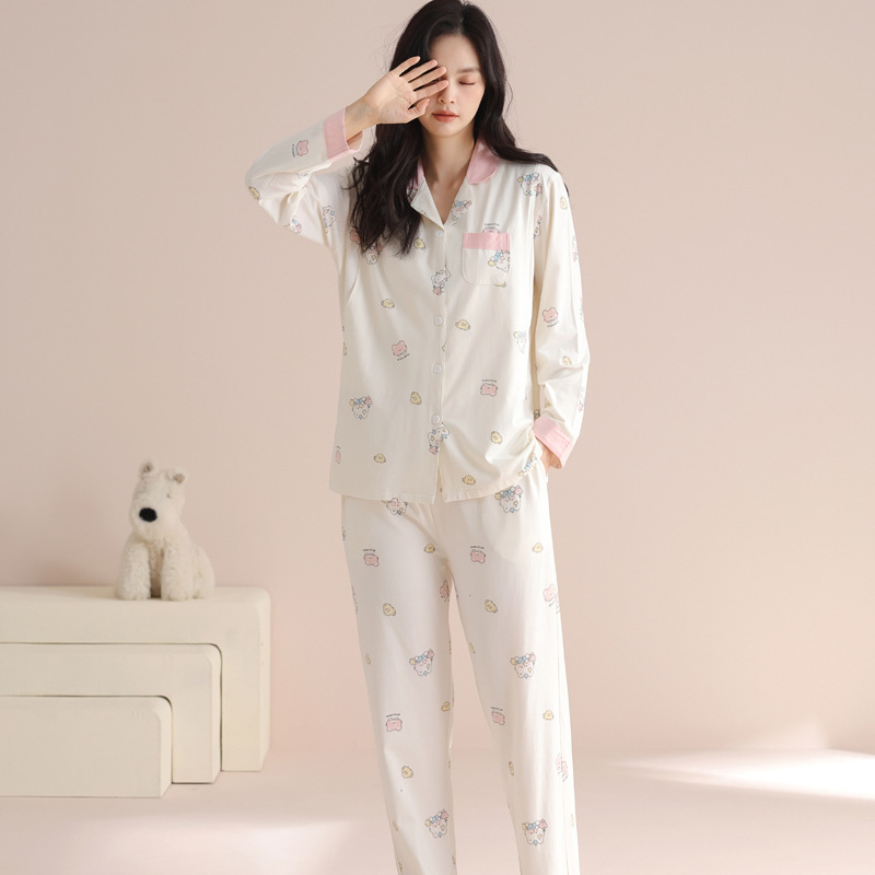 2025 Spring Class A Monthly Clothes 100% Cotton Nursing Pajamas 34 May Monthly Nursing Clothes Home Clothes for Women
