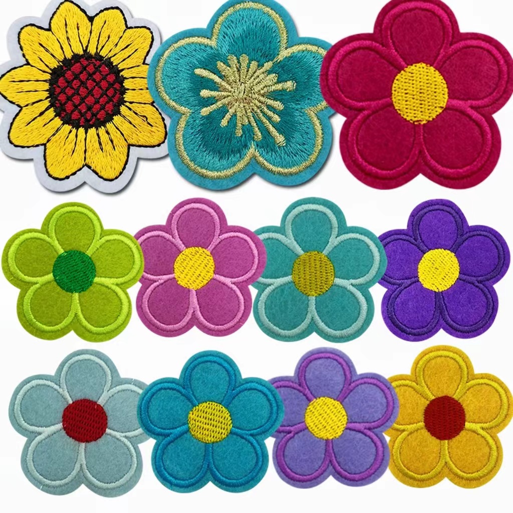 Bordado de la computadora bordado de flores pegatinas de tela ropa pantalones suéter decoración reparación subsidio flor planchado decoración parche pegatinas
