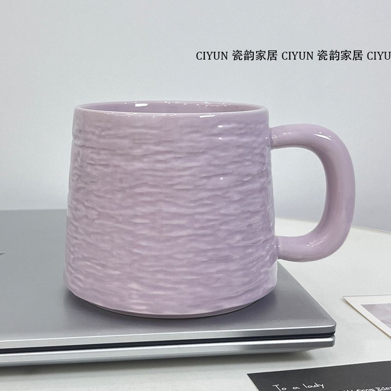 陶瓷大容量马克杯家用喝水水杯高颜值情侣简约新款带盖勺早餐杯子|undefined