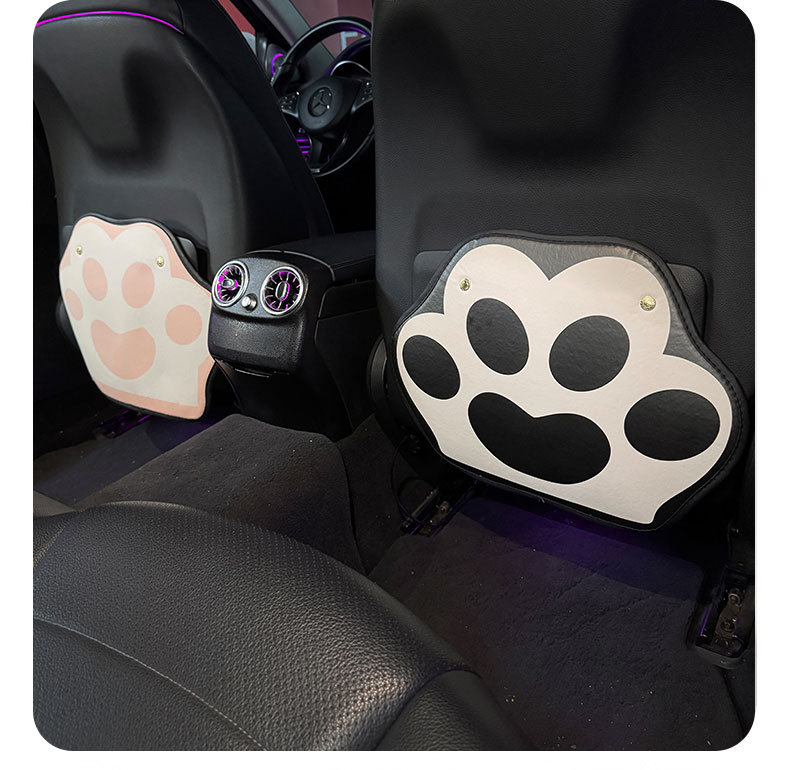 Car Seat Back Anti-Kick Pad for Women Cute Cat Paw Car Leather Seat Back Anti-Fouling Pad Cartoon Protective Pad