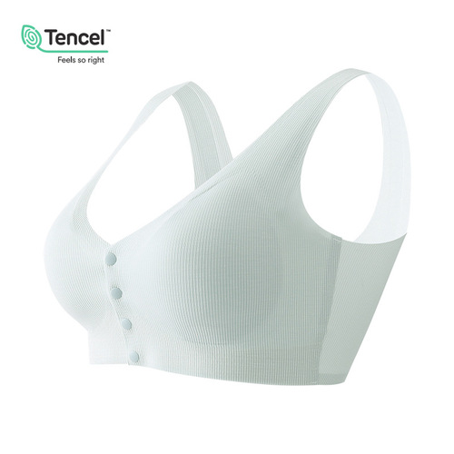 Mother's underwear women's front-button bra without rims vest style middle-aged and elderly seamless sports large size bra summer thin