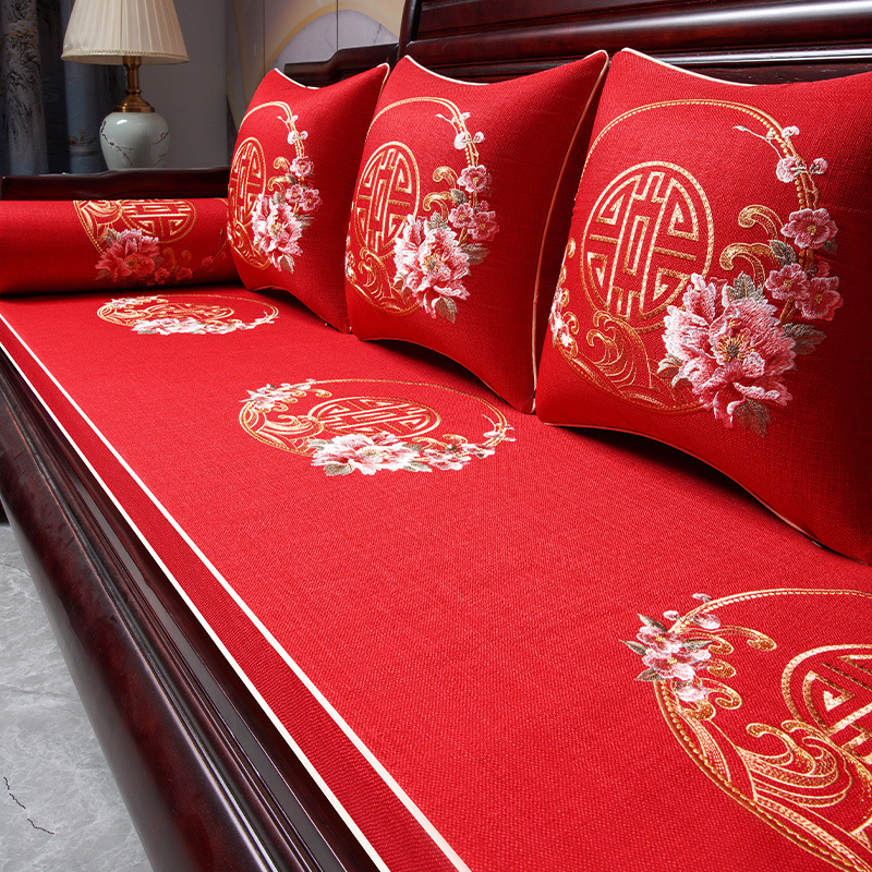 Estilo chino sofá de palo de rosa cojín Arhat cama cubierta muebles de madera maciza silla sofá cojín antideslizante esponja cojín cuatro estaciones