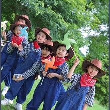 六一儿童演出服西部牛仔很忙背带裤套装童装幼儿园爵士舞服装街舞