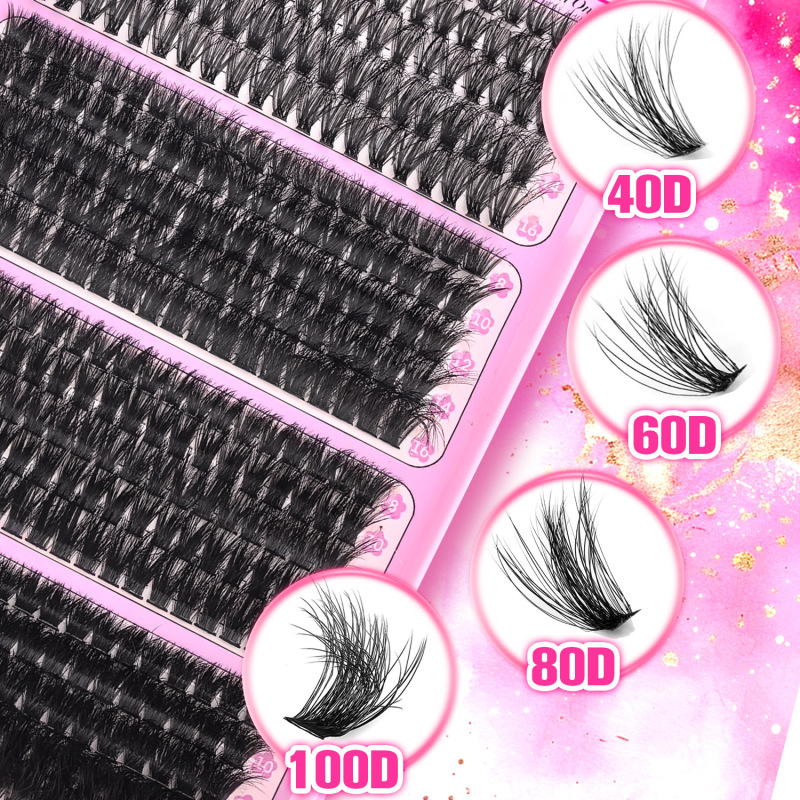 【跨境现货】睫毛书假睫毛40D/60D/80D/100D混装浓密D翘20排400簇|undefined