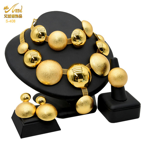 Best-selling Middle Eastern style large round bead pendant jewelry gold-plated jewelry set wedding jewelry necklace wholesale