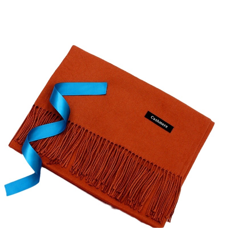New cashmere-like solid color scarf women's solid color thickened warm tassel shawl scarf red scarf scarf wholesale