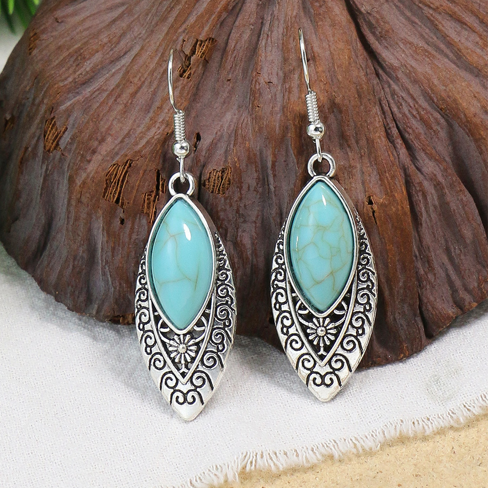 Women's Gender Ethnic Style Color Block Alloy Inlay Turquoise Women's Jewelry Set