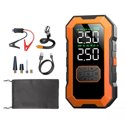 [N5] Cross-Border Jump Starter, Car Electrical Appliance, Car Emergency Power Supply, Jump-Starting, Inflating, Multi-Functional (Other Automotive Safety Supplies) - n5-orange-6000mah-smart-clip-bag