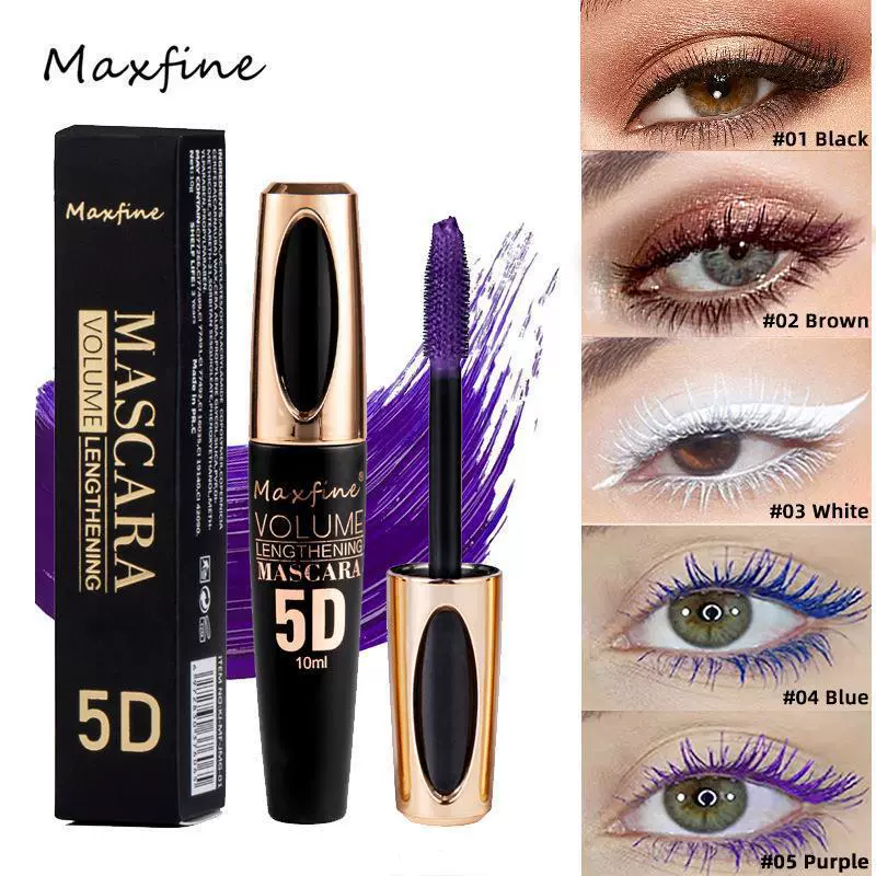跨境彩妆MAXFINE 5D睫毛膏套装批发防水防汗不晕染纤长打底多色