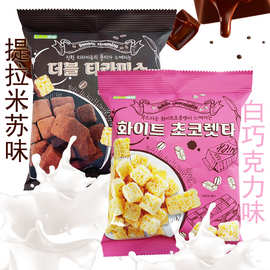 韩国进口休闲零食品涞可提拉米苏味/白巧克力味小方块65g一箱16包