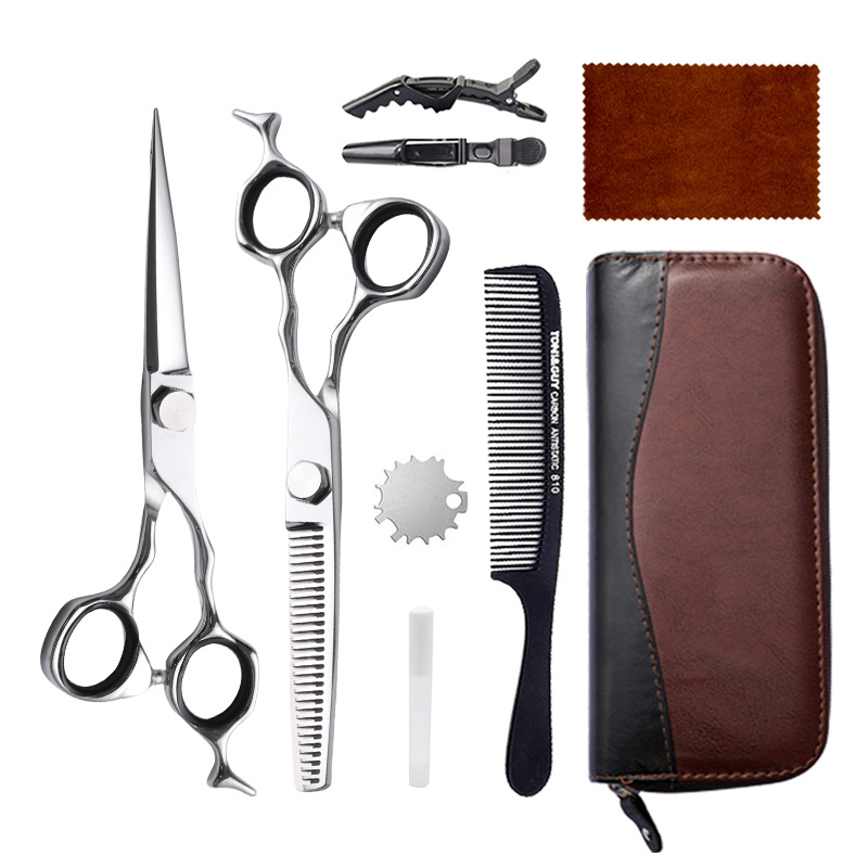 Juego de tijeras de peluquería de 6 pulgadas, acero inoxidable 440C, tijeras planas, tijeras de entresacar, herramienta para flequillo, tijeras de peluquería Amazon