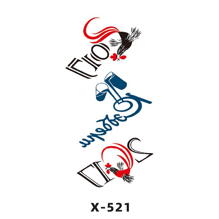 Arco de flor pequeña pegatinas de tatuaje fresco 3D dibujos animados transfronterizo Henna rosa impermeable texto en inglés pegatinas de tatuaje