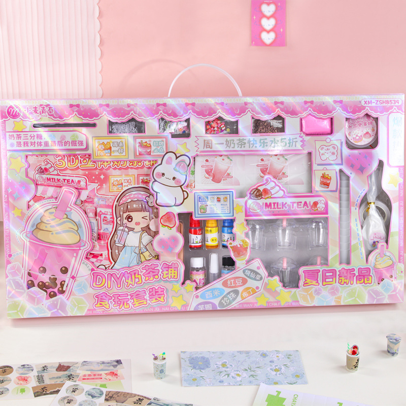 Diy milk tea shop food and play set