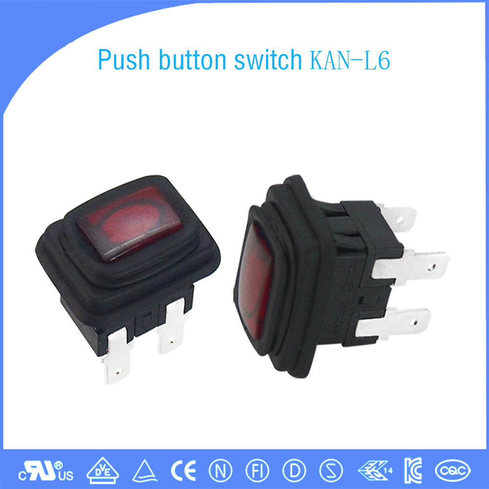 供应优质IP65防水按键开关 带灯按键开关KAN-L6大电流电源开关