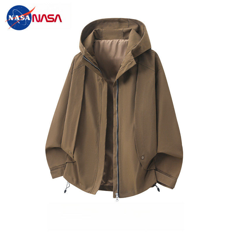 NASA American retro hooded jacket, unisex, suitable for spring and autumn, trendy, loose-fitting, casual, workwear-style, and windproof outerwear, men's style