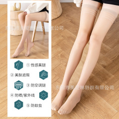 滑り止めストッキング女春夏金防勾糸膝光足高筒肉色長太もも靴下卸売り