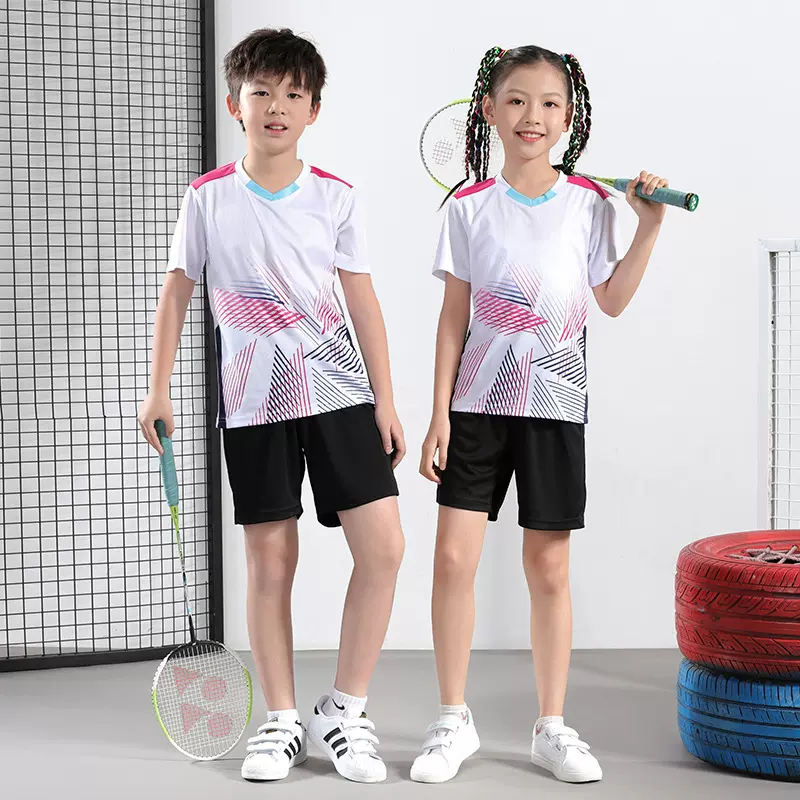 新款儿童羽毛球服套装春季男童女孩乒乓球快干运动短袖排球服装