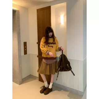 毛巾绣撞色字母加绒卫衣女秋冬小宽松设计感休闲上衣潮