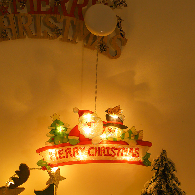 Venta caliente transfronteriza tienda de decoración atmósfera escena Diseño De vacaciones decoración lámpara LED ventosa ventana lámpara colgante Navidad