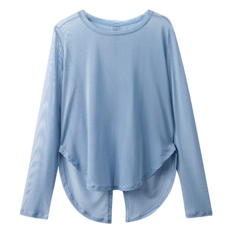 CANVAUS Mujeres Nuevo Otoño de manga larga suelta cuello redondo malla ahueca hacia fuera vestir prendas exteriores superior para las en stock venta al por mayor