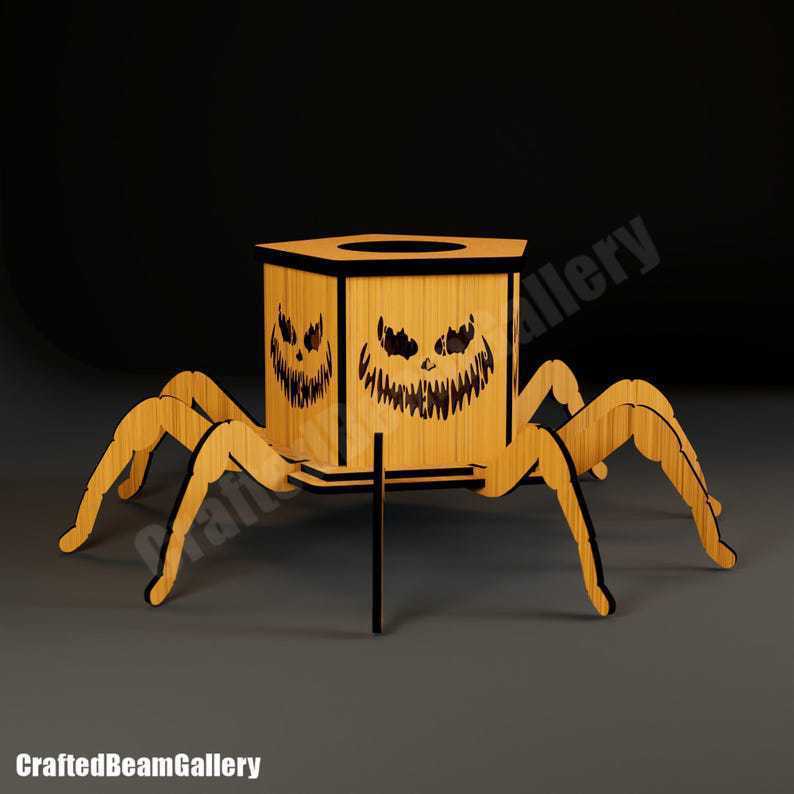 クロスボーダー新製品ゴーストハロウィンスパイダーミニランタン燭台装飾面白い装飾品木製工芸品|undefined
