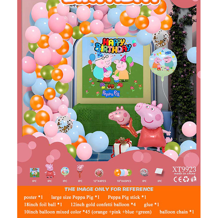 Fiesta de cumpleaños redonda escena diseño decorativo globo traje de juguete para niños globo de aluminio letras y números