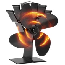 外贸热卖真火燃木壁炉风扇四叶热循环炉灶风扇高温自启壁炉风扇