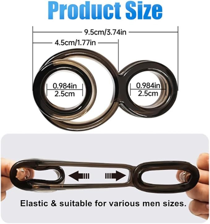 Double Locking Delay Ring, TPE Manual Couples Penis Ring, Black — detail image 5